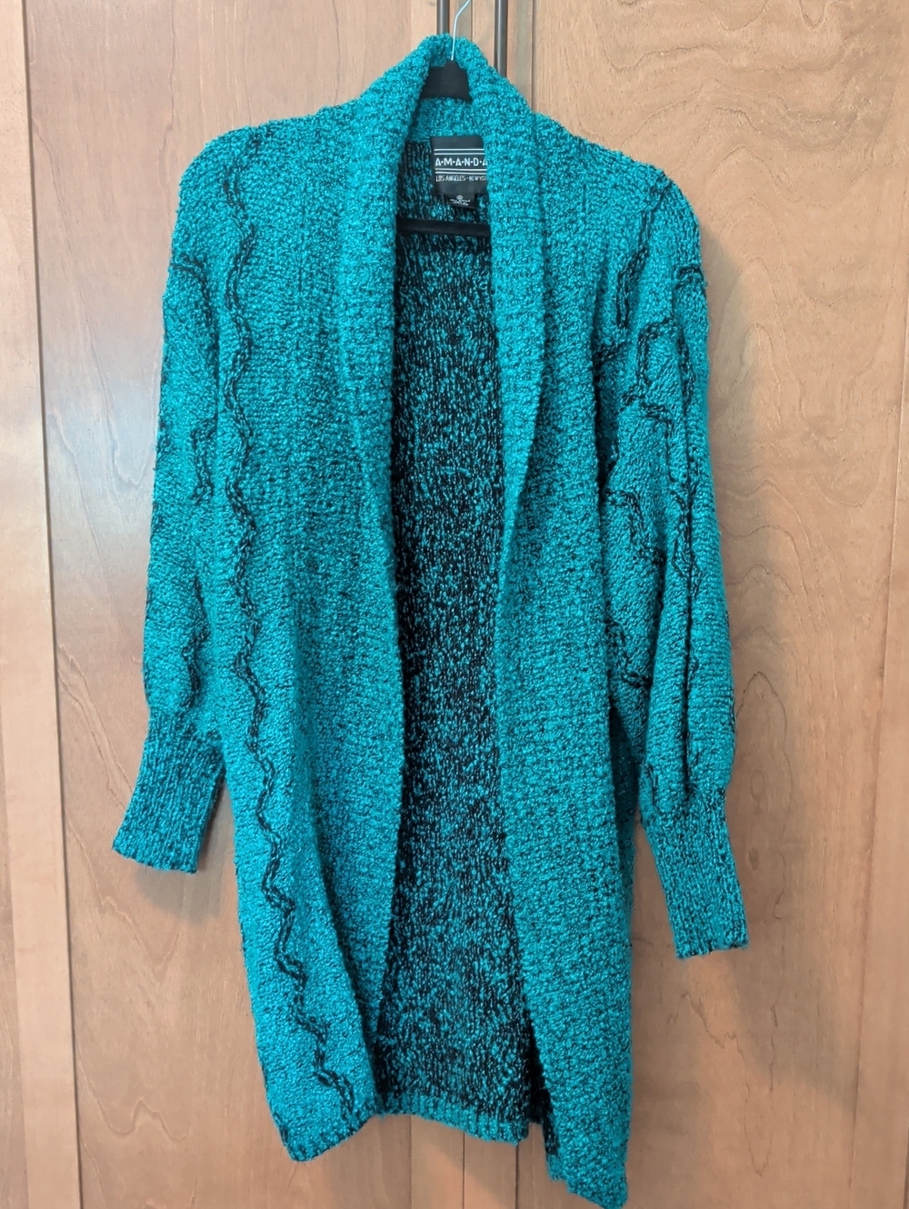 Amanda & Chelsea Teal Open-Front Bouclé Cardigan